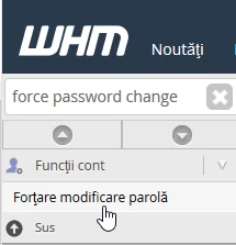 Fortare modificare parola WHM